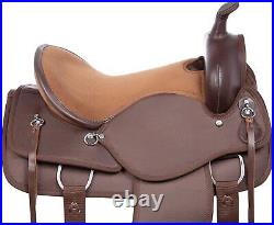 Synthetic Western Horse Saddle Pleasure Trail Barrel Tack Set 10 to 18 Brown