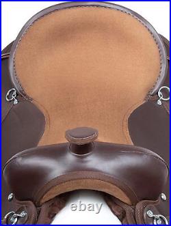 Synthetic Western Horse Saddle Pleasure Trail Barrel Tack Set 10 to 18 Brown