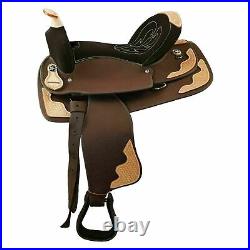 Synthetic Western Horse Saddle Size 10 to 18.5 Color Brown
