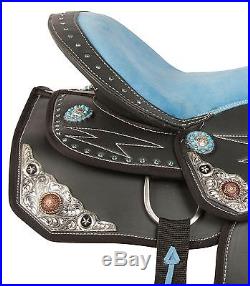 Synthetic Western Pleasure Trail Barrel Racing Show Horse Saddle Tack 14 15