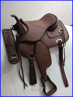 Synthetic Western Style Brown Treeless Horse Tack Saddle sizes 15 With Panel