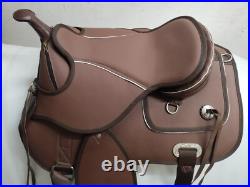 Synthetic Western Style Brown Treeless Horse Tack Saddle sizes 15 With Panel
