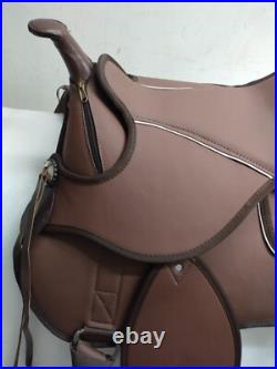Synthetic Western Style Brown Treeless Horse Tack Saddle sizes 15 With Panel