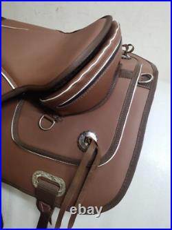 Synthetic Western Style Brown Treeless Horse Tack Saddle sizes 15 With Panel