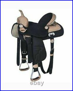 Synthetic western treeless style saddle 16 color black with drum dye