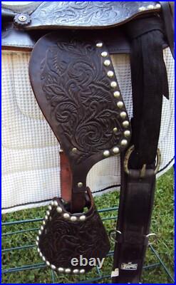 THE AMERICAN Childs Show Saddle- 12 SILVER/Padded Seat -Tooled Design- GREAT
