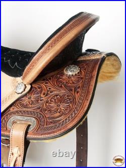 Tan 15 In HILASON Western Horse Barrel Racing Saddle Trail Pleasure American