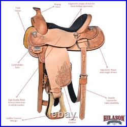 Tan 15 In HILASON Western Horse Saddle American Leather Ranch Roping Cowboy