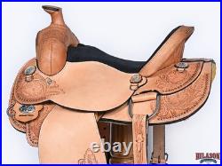 Tan 15 In HILASON Western Horse Saddle American Leather Ranch Roping Cowboy