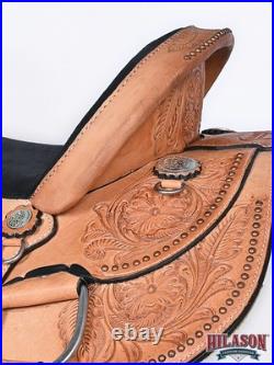 Tan 15 In HILASON Western Horse Saddle American Leather Ranch Roping Cowboy