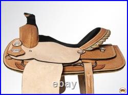 Tan 16 in HILASON Western Horse Saddle American Leather Basketweave Ranch