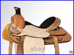 Tan 16 in HILASON Western Horse Saddle American Leather Basketweave Ranch