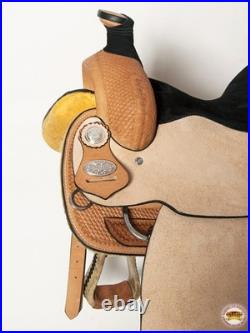 Tan 16 in HILASON Western Horse Saddle American Leather Basketweave Ranch