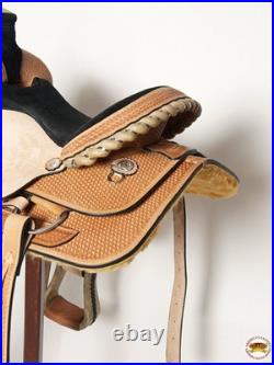 Tan 16 in HILASON Western Horse Saddle American Leather Basketweave Ranch