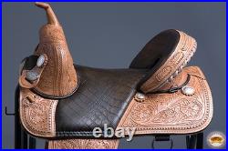 Tan 17 In HILASON Western Horse Treeless Trail Barrel Racing American Leather