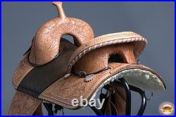 Tan 17 In HILASON Western Horse Treeless Trail Barrel Racing American Leather