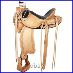 Tan 17 In HILASON Western Horse Wade Saddle American Leather Ranch Roping Tan