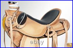 Tan 17 In HILASON Western Horse Wade Saddle American Leather Ranch Roping Tan