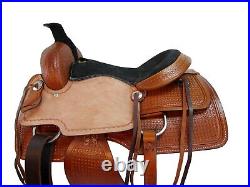 Team Roping Saddle Western Horse Trail Roper Ranch Tooled Leather Tack 15 16 17
