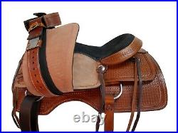 Team Roping Saddle Western Horse Trail Roper Ranch Tooled Leather Tack 15 16 17