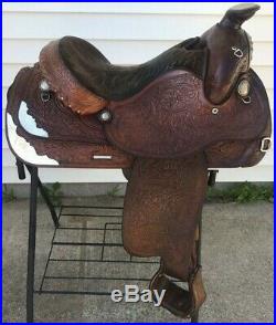 Tex Tan Hereford 15.5 FQHB Western Horse Show or Roping Saddle Tooled Leather