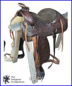 Tex Tan Kenway 1324I Tooled Leather Horse Saddle & Blanket Hereford Brand 16