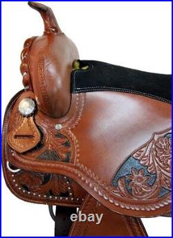Thanksgiving BARREL RACING WESTERN SADDLE CROSSCONCHO LEATHER FLORAL TOOLED TACK