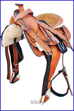 Thsl Western Roping Saddle Set Tooled 18 Light Oil Rawhide Lacing (1034)