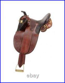 Tough 1 Australian Saddle Outrider Horn Stock Poley Wide Brown AS1477W