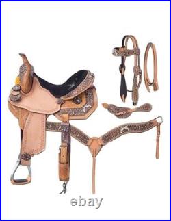 Tough 1 Western Saddle 5 Piece Pistol Annie Conchos Brown 9SR275