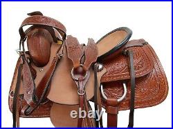Trail Saddle Pro Western Pleasure Floral Tooled Leather Horse Tack 15 16 17 18