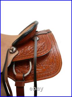 Trail Saddle Pro Western Pleasure Floral Tooled Leather Horse Tack 15 16 17 18
