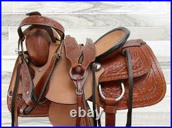 Trail Saddle Pro Western Pleasure Floral Tooled Leather Horse Tack 15 16 17 18