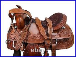 Trail Saddle Western Comfortable Ride Pleasure Tooled Leather Tack 15 16 17 18