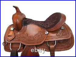 Trail Saddle Western Comfortable Ride Pleasure Tooled Leather Tack 15 16 17 18