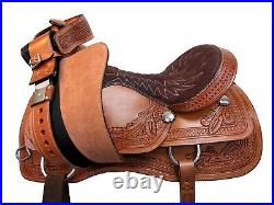 Trail Saddle Western Comfortable Ride Pleasure Tooled Leather Tack 15 16 17 18