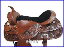 Trail Saddle Western Horse 15 16 17 18 Pleasure Floral Tooled Leather Tack Set
