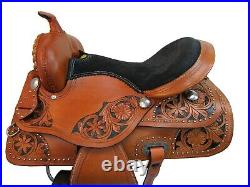 Trail Saddle Western Horse 18 17 16 15 Pleasure Floral Tooled Leather Tack Set