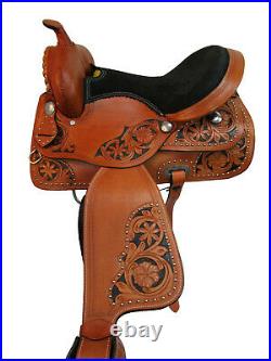 Trail Saddle Western Horse 18 17 16 15 Pleasure Floral Tooled Leather Tack Set