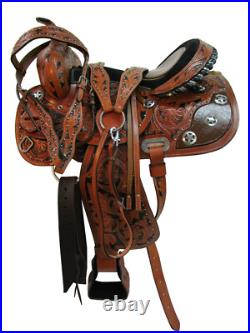 Trail Saddle Western Horse Comfortable Pleasure Tooled Leather Tack Set 15 16 17