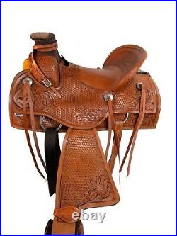Trail Saddle Western Horse Pleasure Floral Tooled Leather Tack Set 18 17 16 15