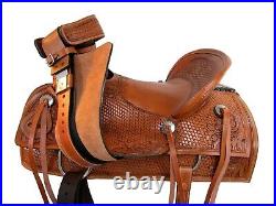 Trail Saddle Western Horse Pleasure Floral Tooled Leather Tack Set 18 17 16 15