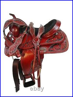Trail Saddle Western Horse Pleasure Tooled Leather Used Tack Set 15 16 17 18