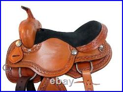 Trail Saddle Western Horse Pleasure Zig Zag Tooled Leather Tack Set 18 17 16 15