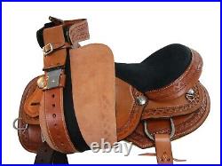 Trail Saddle Western Horse Pleasure Zig Zag Tooled Leather Tack Set 18 17 16 15