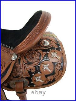 Trail Western Saddle 15 16 17 Pleasure Horse Floral Tooled Leather Tack Set