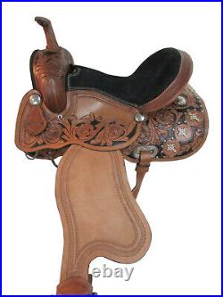 Trail Western Saddle 15 16 17 Pleasure Horse Floral Tooled Leather Tack Set