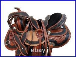 Trail Western Saddle 18 17 16 15 Pleasure Horse Basket Weave Tooled Used Tack