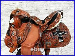 Trail Western Saddle Horse 15 16 17 Floral Tooled Leather Pleasure Tack Set