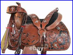 Trail Western Saddle Horse Pleasure Floral Tooled Leather Tack Set 15 16 17 18